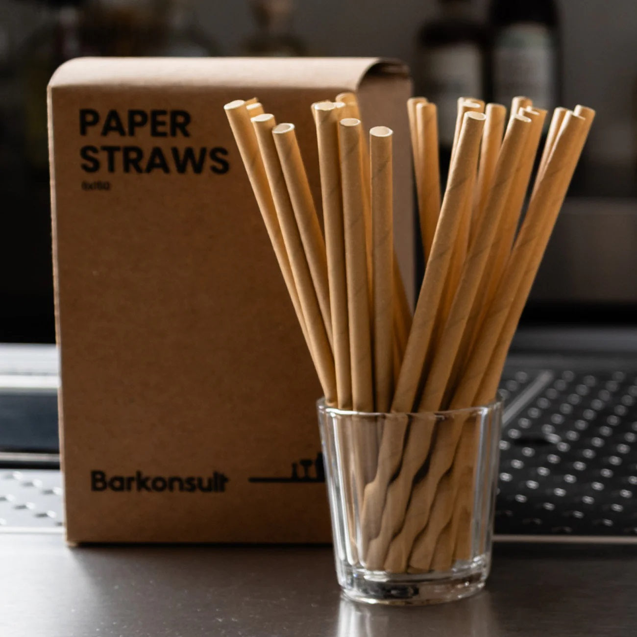 Pajita 8x200mm Papel Beige
