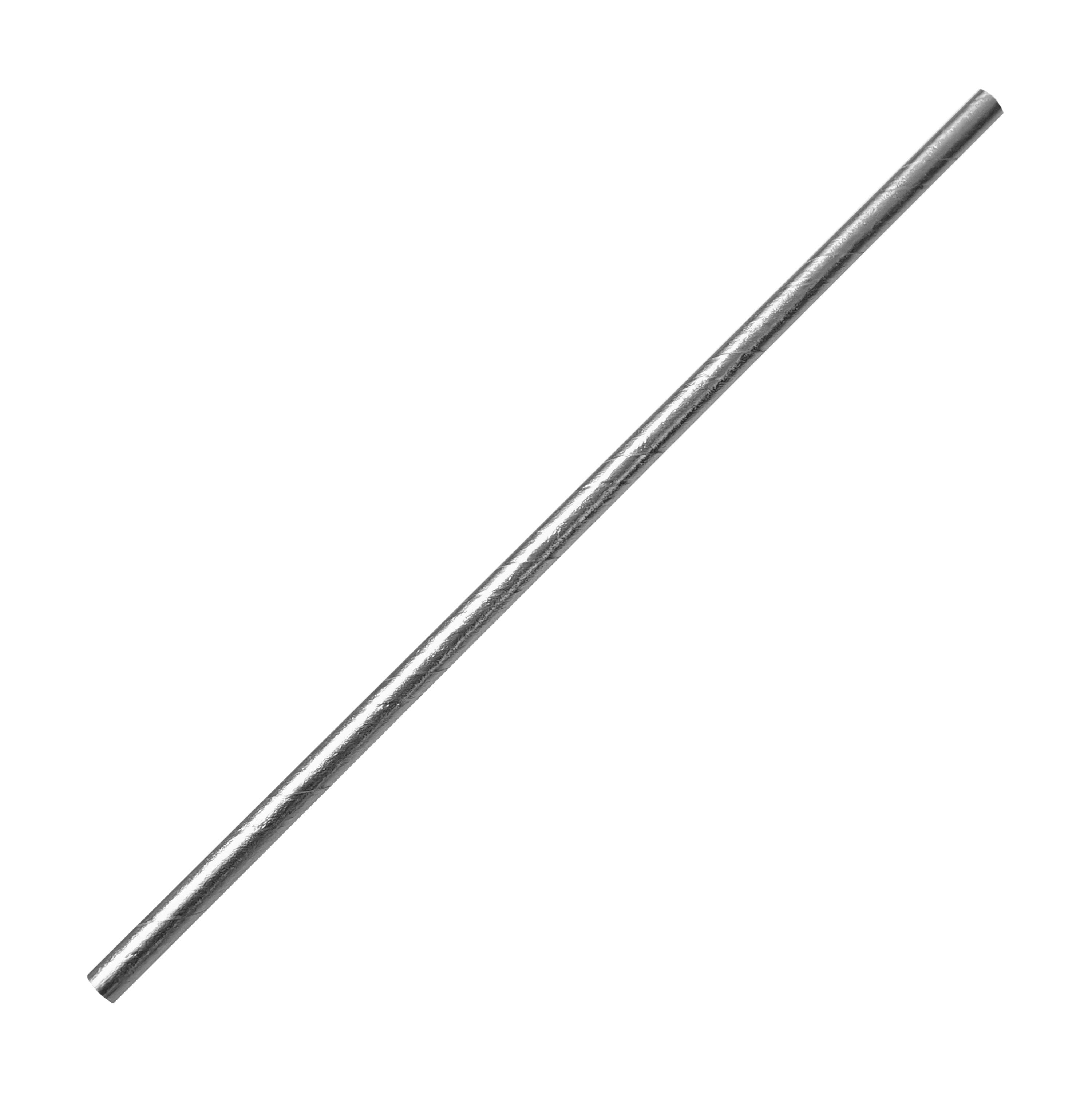 Pajita 6x200mm Papel Metalizada Plata