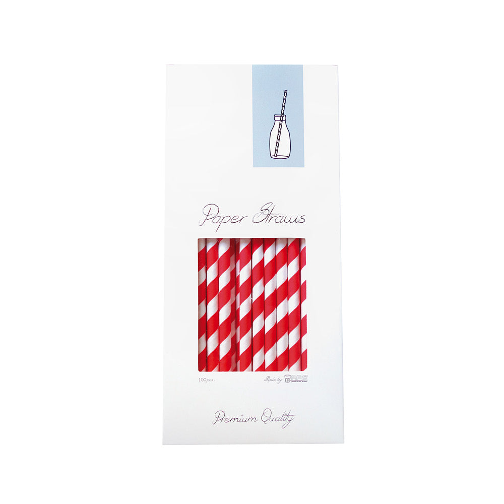 Pajita 8x255mm Papel Rojo/Blanco